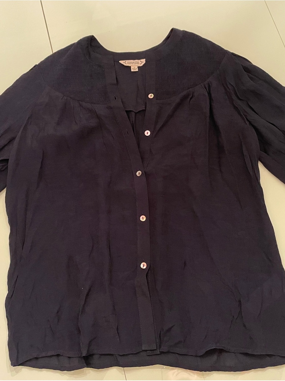 Nanette Lepore Navy Button-Front Blouse